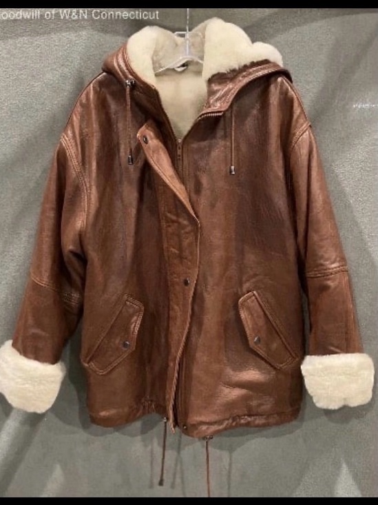 Marvin Richards Jackets & Blazers - Marvin Richards Leather Hooded Jacket Coat Warm Faux Fur Lining Size M